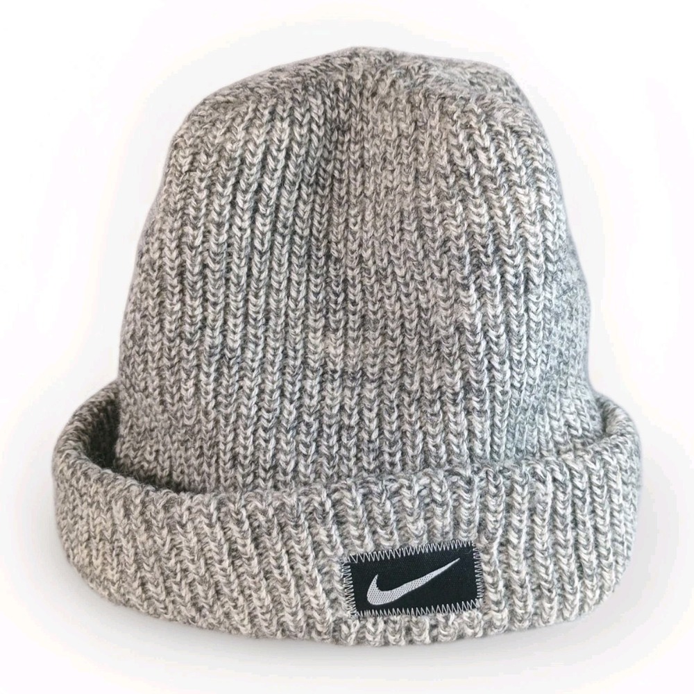 Vintage 90's Nike Casual Gray Beanie Hat Y2K Box Logo One Size